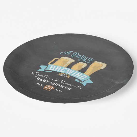 ベビーがベビーシャワーを醸造している紙プレート ペーパープレート (アングル)