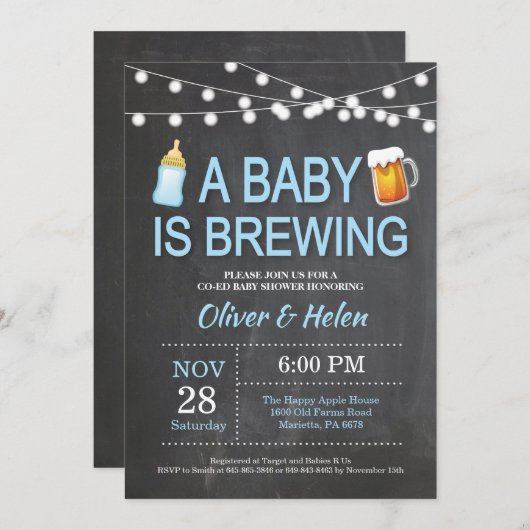 ベビーがベビーシャワー招待状を醸造している 招待状 (正面/裏面)