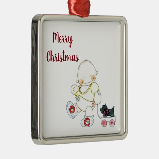 ***ベビーがワゴンを引っ張る***クリスマスオーナメント メタルオーナメント (右)