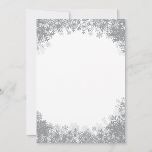ベビーが冬の外で寒い雪片ベビーシャワー 招待状 (裏面)