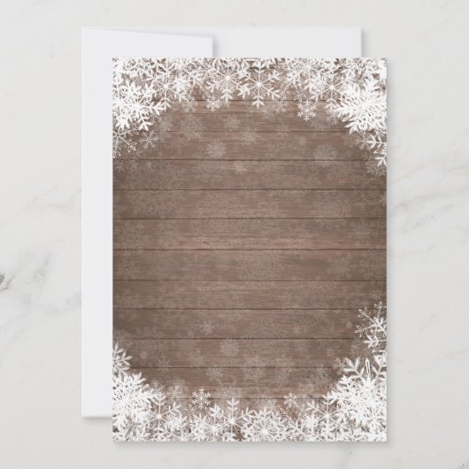 ベビーが冬の外で寒い雪片ベビーシャワー 招待状 (裏面)