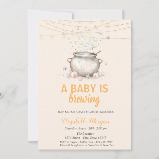 ベビーが可愛いハロウィーンの赤ちゃんシャワーをドット醸造している 招待状 (正面)