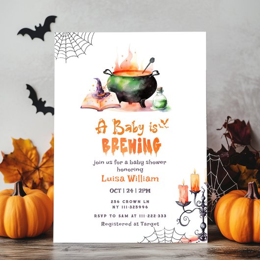ベビーが可愛いハロウィーンの赤ちゃんシャワーを浴びている 招待状
