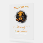 ベビーが可愛いハロウィーンの赤ちゃんシャワーを浴びる アクリルサイン (傾斜)