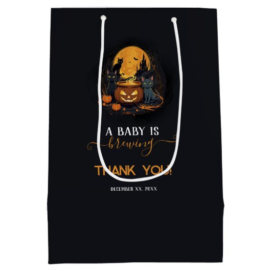 ベビーが可愛いハロウィーンの赤ちゃんシャワーを浴びる ミディアムペーパーバッグ (裏面)