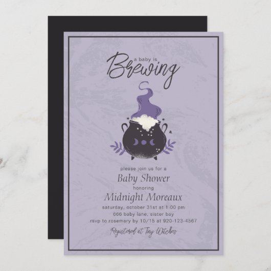 ベビーが可愛いハロウィーンの赤ちゃんシャワーを浴びる 招待状 (正面/裏面)