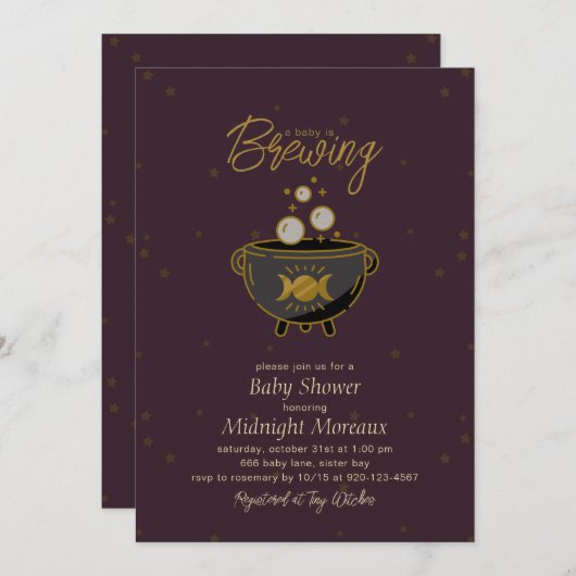 ベビーが可愛いハロウィーンの赤ちゃんシャワーを浴びる 招待状 (正面/裏面)