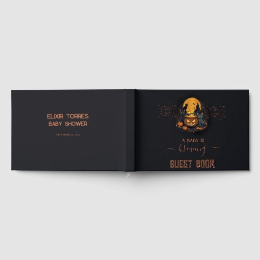ベビーが可愛いハロウィーンの赤ちゃんシャワーホイルを醸造している ゲストブック (全面)