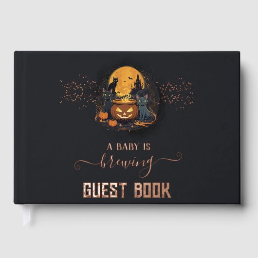 ベビーが可愛いハロウィーンの赤ちゃんシャワーホイルを醸造している ゲストブック (正面)