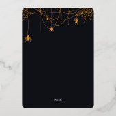 ベビーが可愛いハロウィーンの赤ちゃんシャワーホイルを醸造している 箔招待状 (裏面)