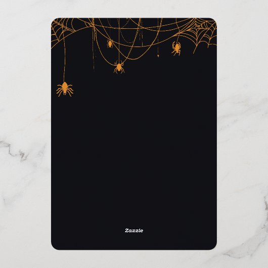 ベビーが可愛いハロウィーンの赤ちゃんシャワーホイルを醸造している 箔招待状 (裏面)