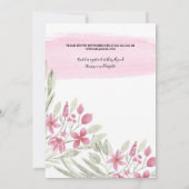 ベビーが咲いているフローラ水の色ベビーシャワー 招待状 (裏面)