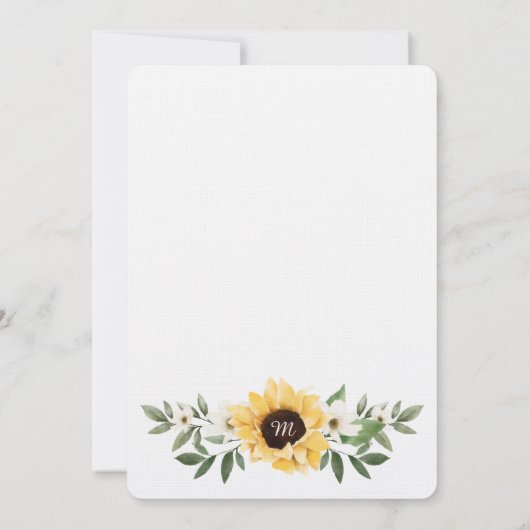 ベビーが咲いている水色ひまわり赤ちゃんシャワー 招待状 (裏面)