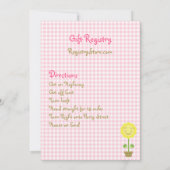 'ベビーが咲いている'赤ちゃんシャワー招待状 – ピンク 招待状 (裏面)