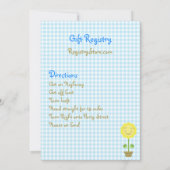 'ベビーが咲いている'赤ちゃんシャワー招待状 – 青 招待状 (裏面)