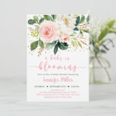 ベビーが咲いている赤面金ゴールドフローラベビーシャワー 招待状 (スタンド正面)