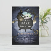 ベビーが夜空ハロウィーン赤ちゃんシャワーを醸造している 招待状 (スタンド正面)