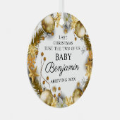 ベビーが妊娠ベビーに到着する前の最後のクリスマス メタルオーナメント (正面右)