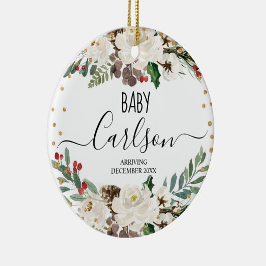 ベビーが妊娠冬のクリスマスフローラを明らかにする セラミックオーナメント (右)