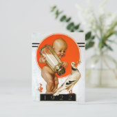 ベビーが平和の鳥を捕まえる ポストカード (スタンド正面)