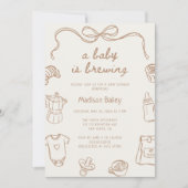 ベビーが手描きの赤ちゃんシャワーを醸造している 招待状 (正面)