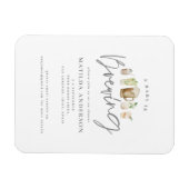 ベビーが水色のビールベビーシャワーを浴びている。 マグネット (横)