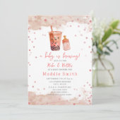 ベビーが泡茶ボバガール女の子の赤ちゃんシャワーを醸造 招待状 (スタンド正面)