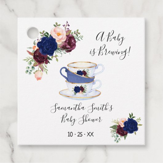 ベビーが海軍茶の赤ちゃんシャワーを醸造している フェイバータグ (正面)