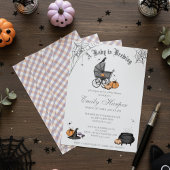 ベビーが灰色の赤ちゃん男女兼用シャワーを醸造している 招待状