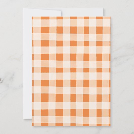 ベビーが焼けたオレンジ色のフローラの赤ちゃんシャワーを醸造している 招待状 (裏面)