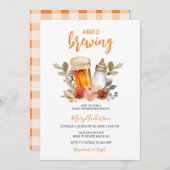 ベビーが焼けたオレンジ色のフローラの赤ちゃんシャワーを醸造している 招待状 (正面/裏面)