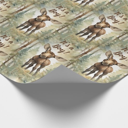 ベビーが男の子の赤ちゃんのシャワーをムース ラッピングペーパー (角)