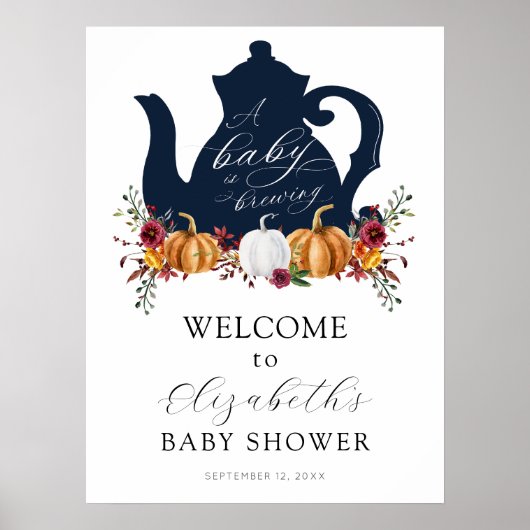 ベビーが秋のカボチャの赤ちゃんシャワーを醸造している ポスター (正面)