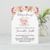 ベビーが紅茶の赤ちゃんシャワーピンクの招待状を醸造している シーズンカード (スタンド正面)