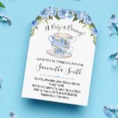 ベビーが紅茶の赤ちゃんシャワー青の招待状を醸造している シーズンカード