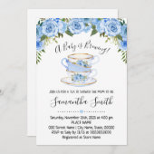 ベビーが紅茶の赤ちゃんシャワー青の招待状を醸造している シーズンカード (正面/裏面)