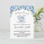 ベビーが紅茶の赤ちゃんシャワー青の招待状を醸造している シーズンカード (スタンド正面)