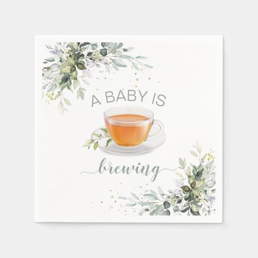 ベビーが紅茶パーティーの赤ちゃんシャワーを醸造している スタンダードカクテルナプキン (正面)