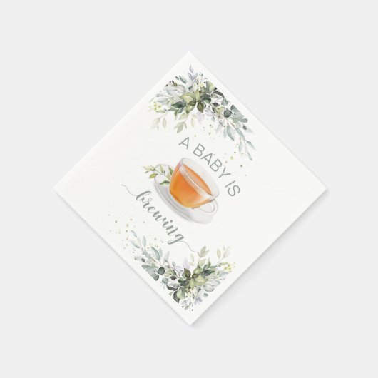 ベビーが紅茶パーティーの赤ちゃんシャワーを醸造している スタンダードカクテルナプキン (角)