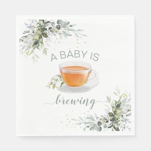 ベビーが紅茶パーティーの赤ちゃんシャワーを醸造している スタンダードランチョンナプキン (正面)