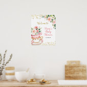 ベビーが紅茶パーティーの赤ちゃんシャワーを醸造している ポスター (キッチン)