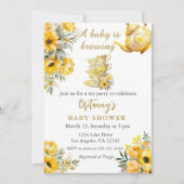 ベビーが紅茶パーティーの赤ちゃんシャワーを醸造している 招待状 (正面)