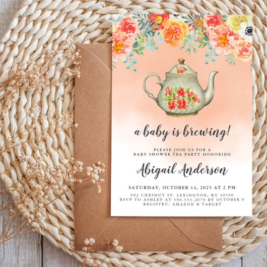 ベビーが紅茶パーティーの赤ちゃんシャワーを醸造している 招待状