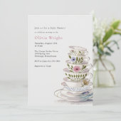 ベビーが紅茶パーティーの赤ちゃんシャワーを醸造している 招待状 (スタンド正面)