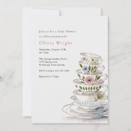 ベビーが紅茶パーティーの赤ちゃんシャワーを醸造している 招待状
