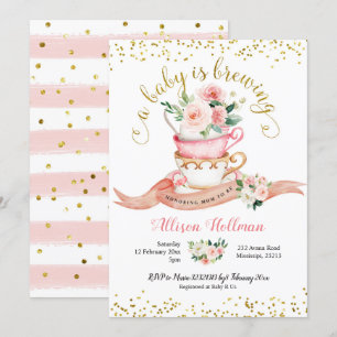 ベビーが紅茶パーティーの赤ちゃんシャワーを醸造している 招待状