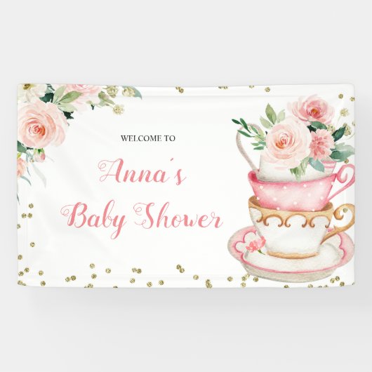 ベビーが紅茶パーティーの赤ちゃんシャワーを醸造している 横断幕 (横)