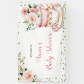 ベビーが紅茶パーティーの赤ちゃんシャワーを醸造している 横断幕 (縦)