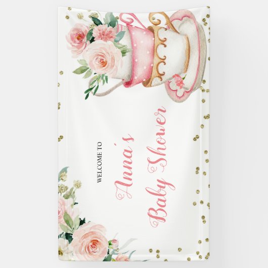 ベビーが紅茶パーティーの赤ちゃんシャワーを醸造している 横断幕 (縦)