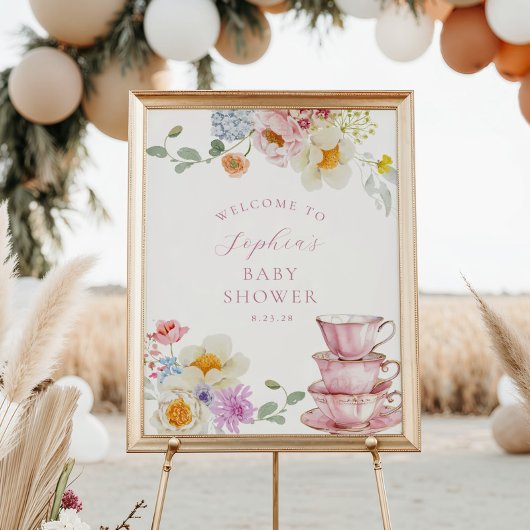 ベビーが紅茶パーティーを醸造する赤ちゃんシャワーへようこそ ポスター